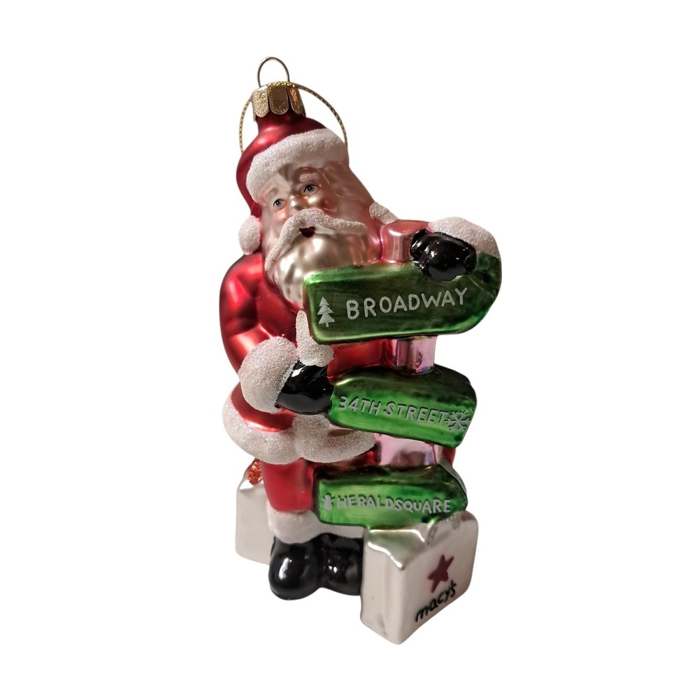 Holiday Lane New York Santa & Signs Glass Christmas Ornament - Macy's Exclusive